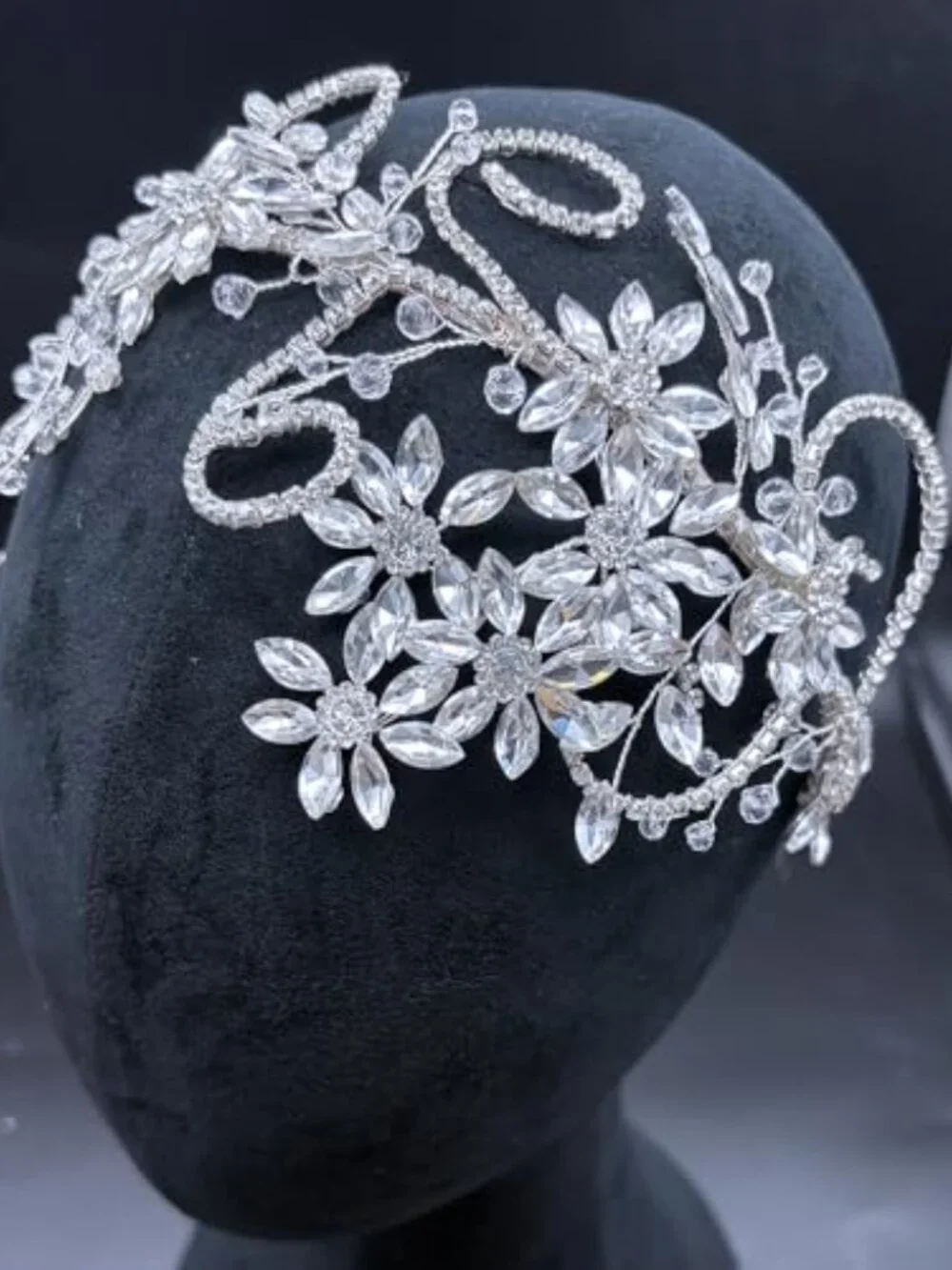 Crystal Embellished Floral Vine Headband Wedding Hair Accessory